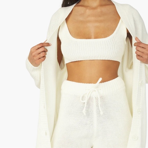 WeWoreWhat Scoop Chunky Cozy Stitch Pull On Bra Top - Cream L - Picture 2 of 6